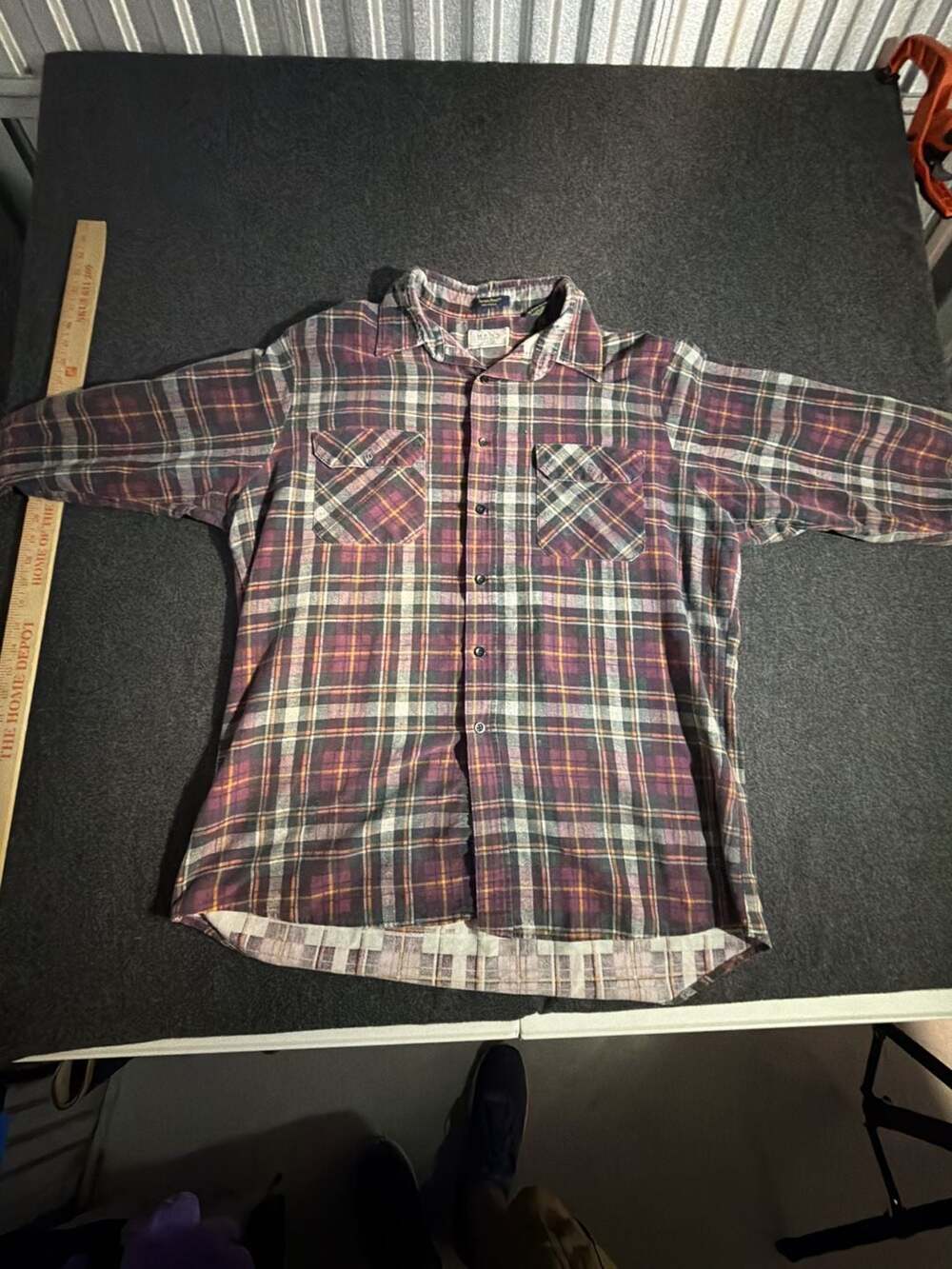 Vintage The Men's Store at Sears Perma-Prest Plaid Flannel Button Down Shirt XL